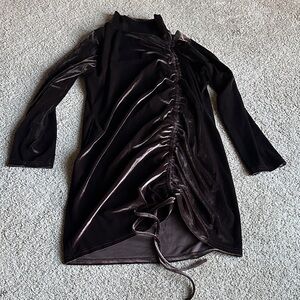 SHEIN Elegant brown Velvet Ruched Dress